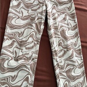 Hollister Cream and Brown Swirl Pants